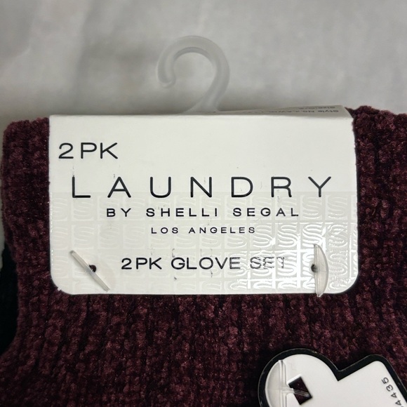 New Laundry Gloves 2 Pairs Set Women’s Maroon & Black Knit Casual Winter Preppy - Picture 4 of 12